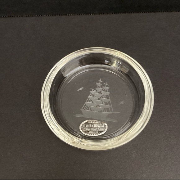 Vtg Rezler & Howell Fine Hand Cut Crystal Coasters Set of 4 Schooner Nautical - Picture 4 of 8